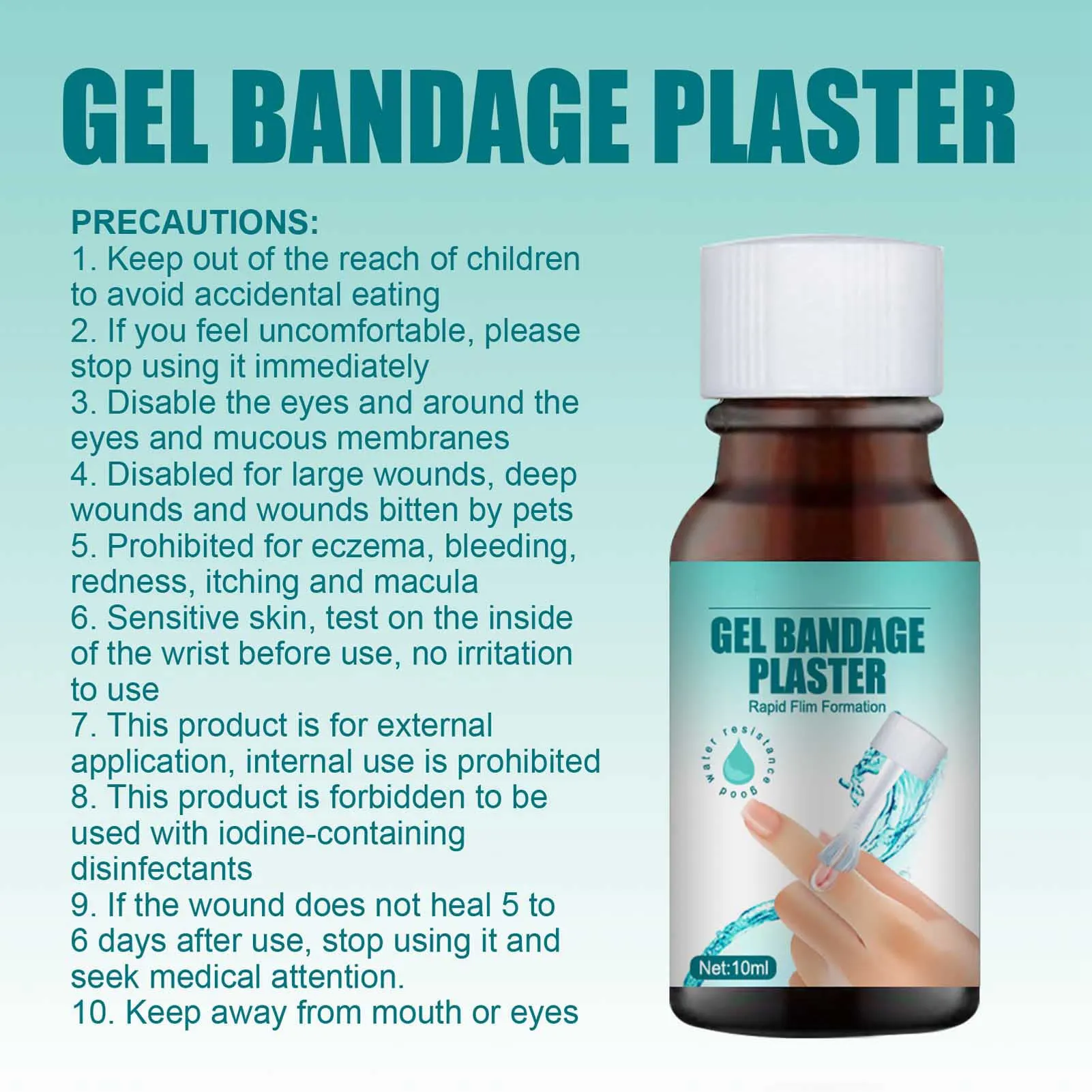 2Pcs 10ml Liquid Bandage Transparent, Gel Bandage Plaster, Liquid Band Aid Waterproof Breathable Gel Bandage Plaster for Skin Repairing