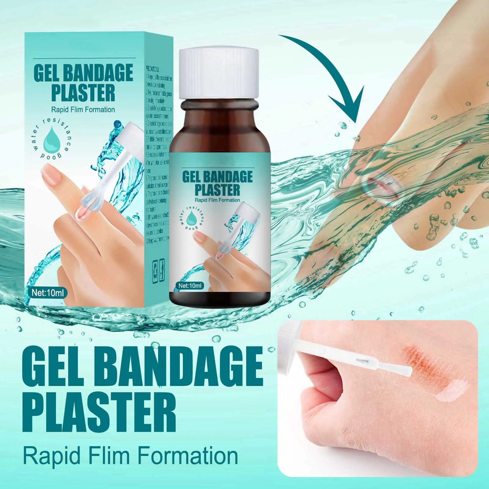 2Pcs 10ml Liquid Bandage Transparent, Gel Bandage Plaster, Liquid Band Aid Waterproof Breathable Gel Bandage Plaster for Skin Repairing