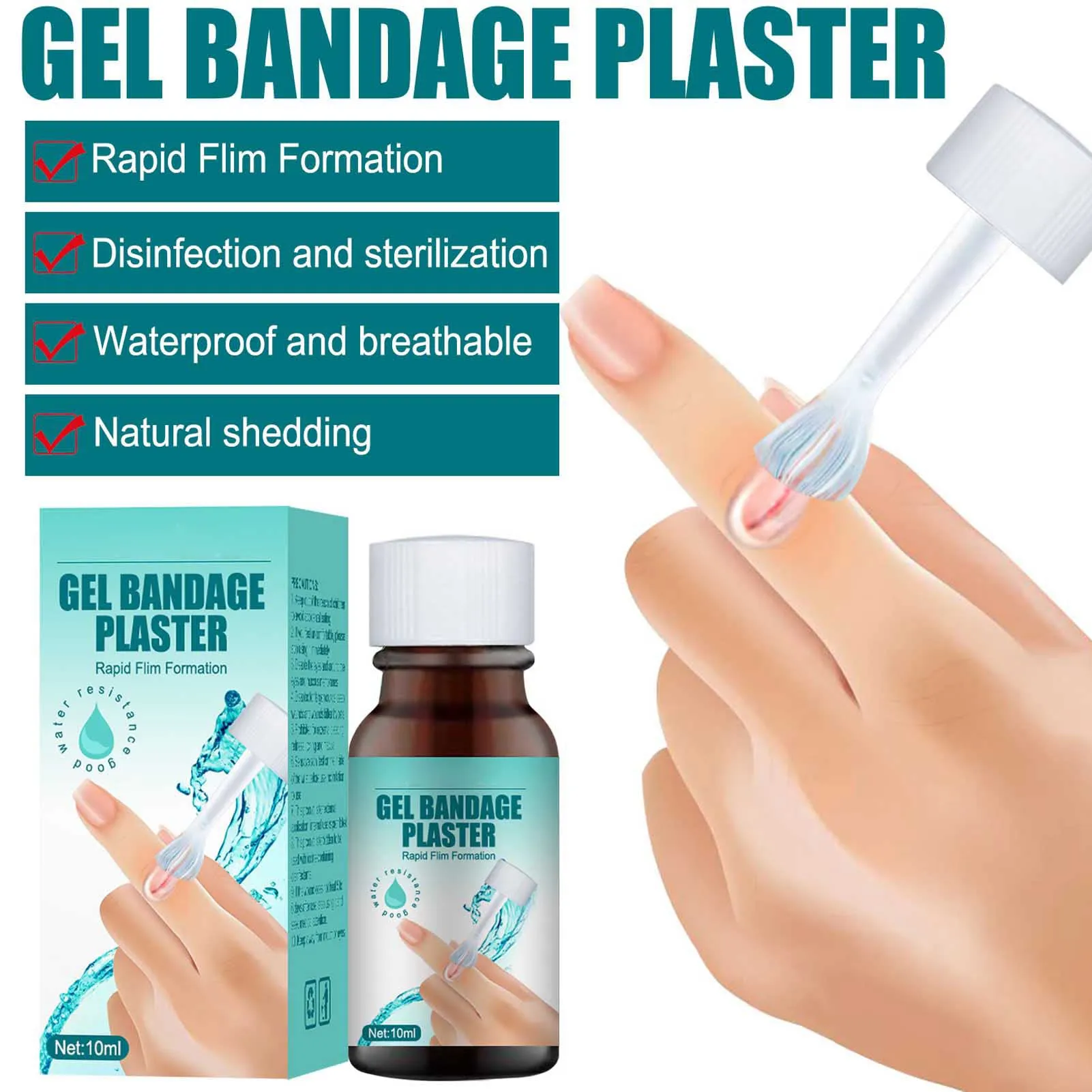 2Pcs 10ml Liquid Bandage Transparent, Gel Bandage Plaster, Liquid Band Aid Waterproof Breathable Gel Bandage Plaster for Skin Repairing