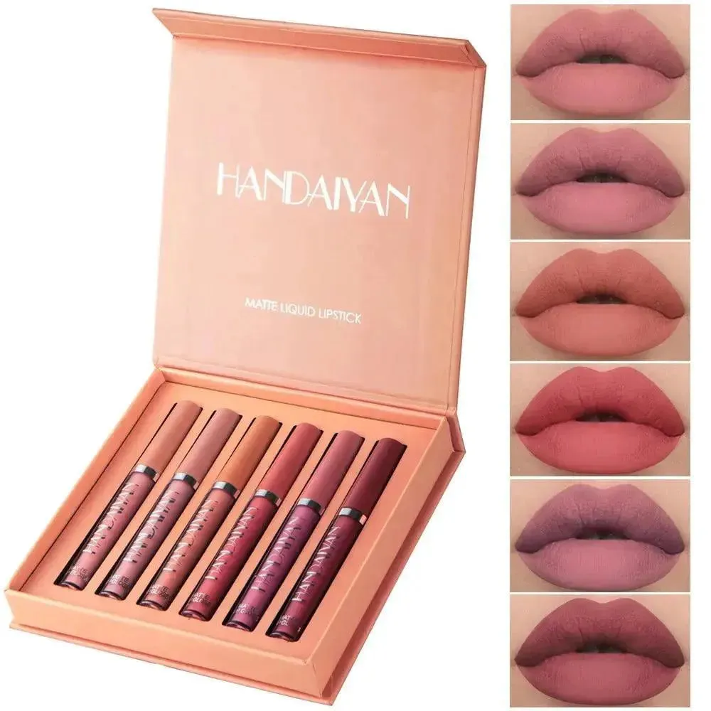 6Pcs Matte Liquid Lipstick Set - Long-Lasting Waterproof Lip Gloss