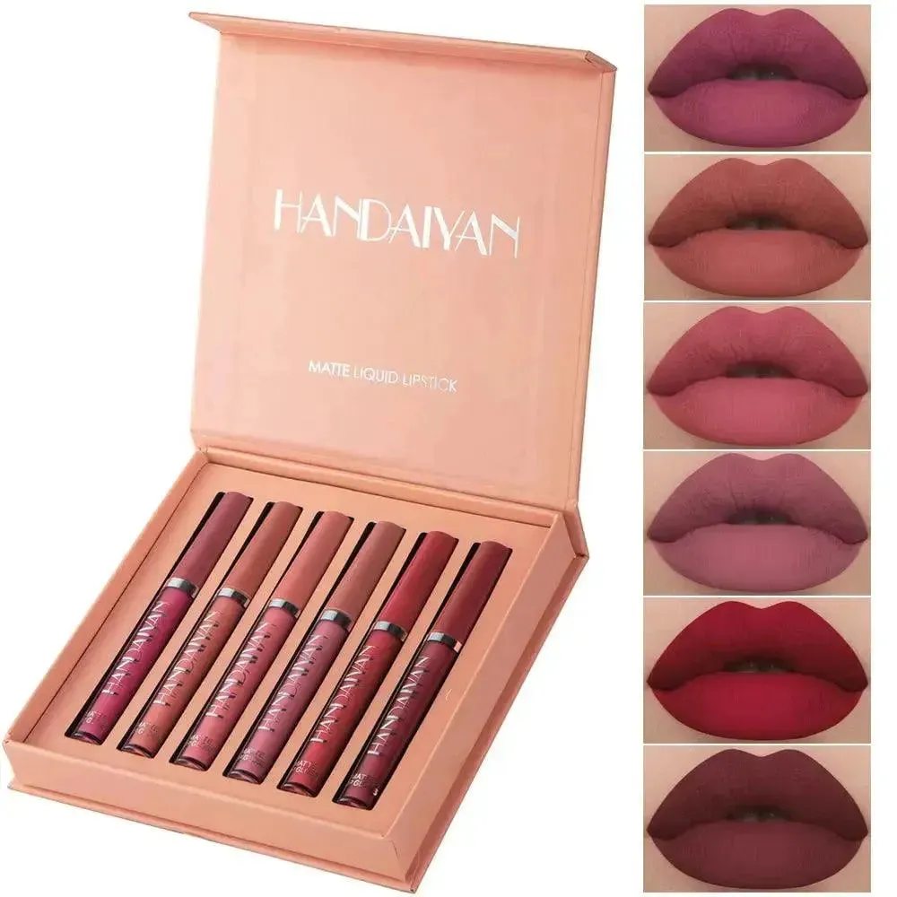 6Pcs Matte Liquid Lipstick Set - Long-Lasting Waterproof Lip Gloss