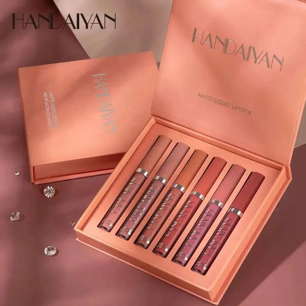6Pcs Matte Liquid Lipstick Set - Long-Lasting Waterproof Lip Gloss