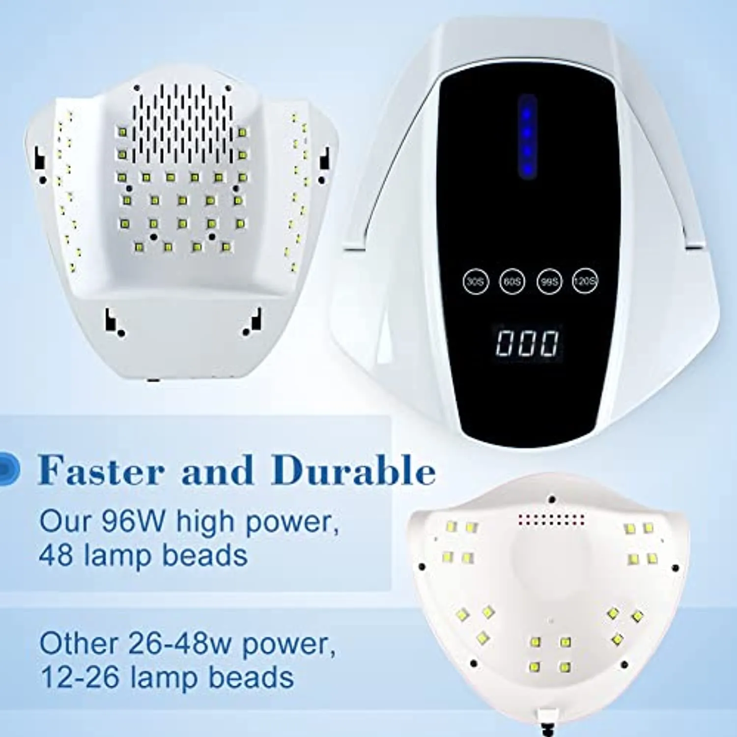 96W Rechargeable UV Led Nail Lamp, Faster Gel Nail Dryer Nail Light with 4 Timer Smart Sensor, Cordless LED Nail Lamp UV Gel Nail Lamp, Large Space Portable Handle Nail Dry Machine for Gel Nail Polish