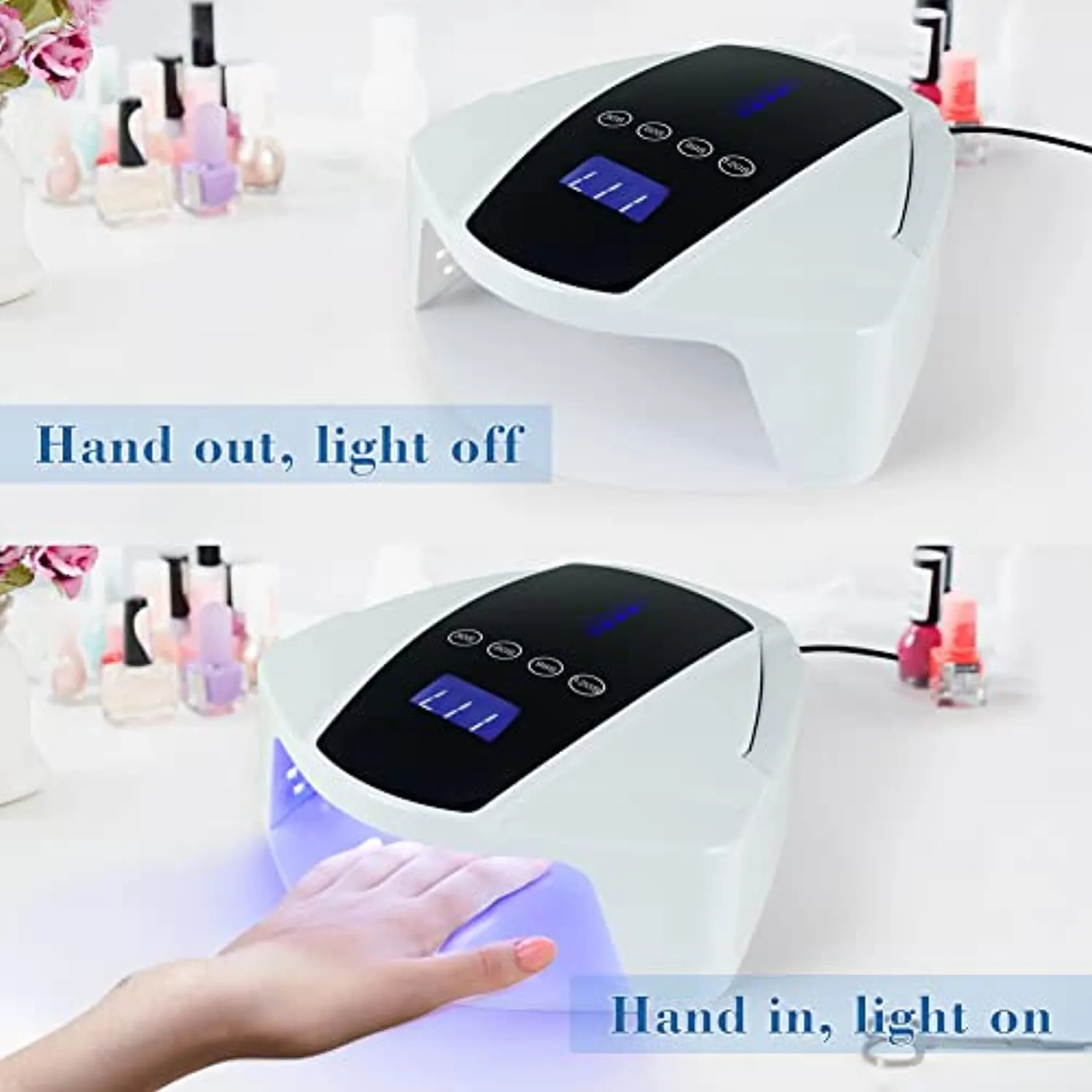 96W Rechargeable UV Led Nail Lamp, Faster Gel Nail Dryer Nail Light with 4 Timer Smart Sensor, Cordless LED Nail Lamp UV Gel Nail Lamp, Large Space Portable Handle Nail Dry Machine for Gel Nail Polish