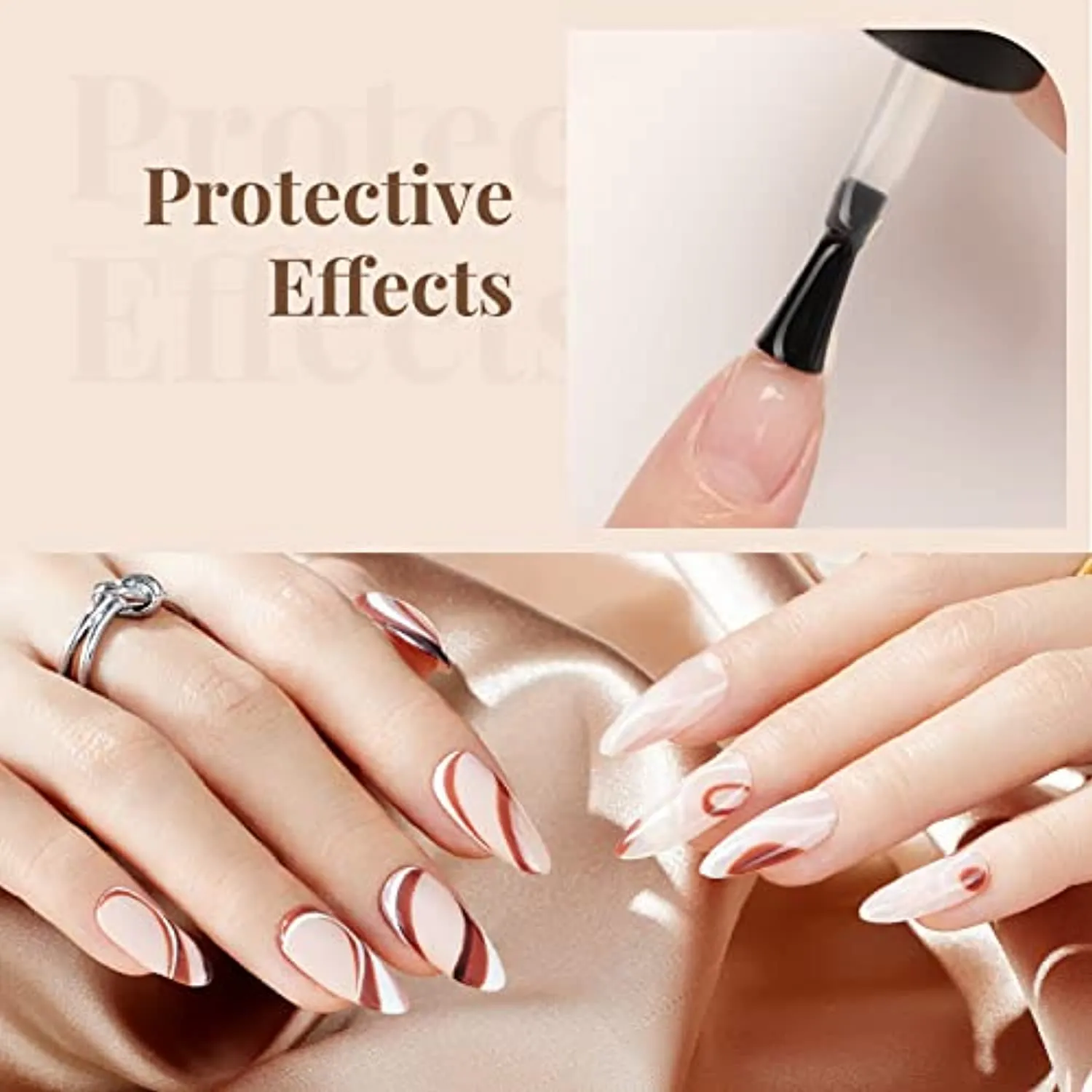 Beetles 2pcs 7.5ml No Wipe Gel Top Coat and Base Coat Set, Soak Off LED Clear Gel Base Top Gel Glossy Shine Finish Long Lasting Gel Polish Base and Top Coat Gel Lamp