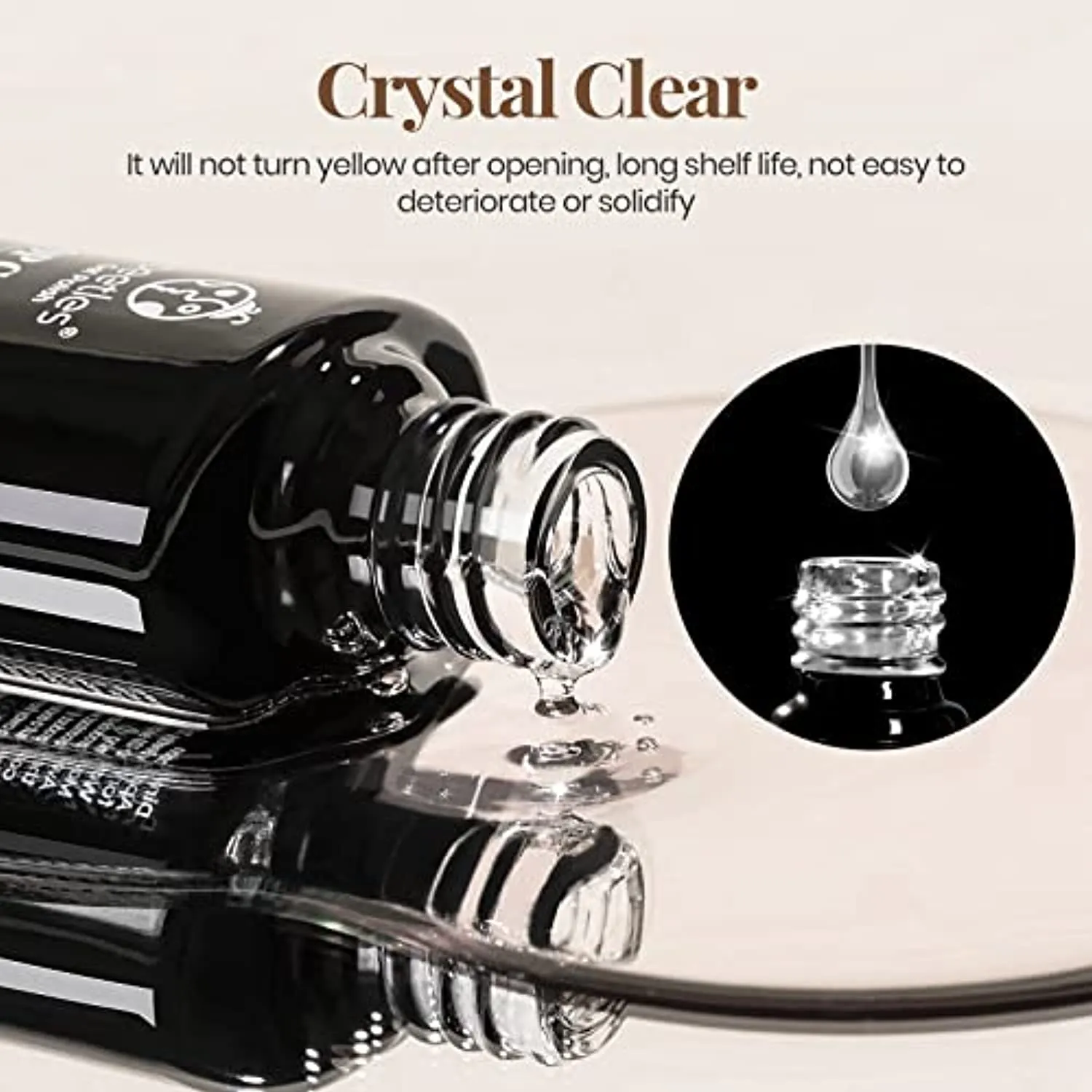 Beetles 2pcs 7.5ml No Wipe Gel Top Coat and Base Coat Set, Soak Off LED Clear Gel Base Top Gel Glossy Shine Finish Long Lasting Gel Polish Base and Top Coat Gel Lamp
