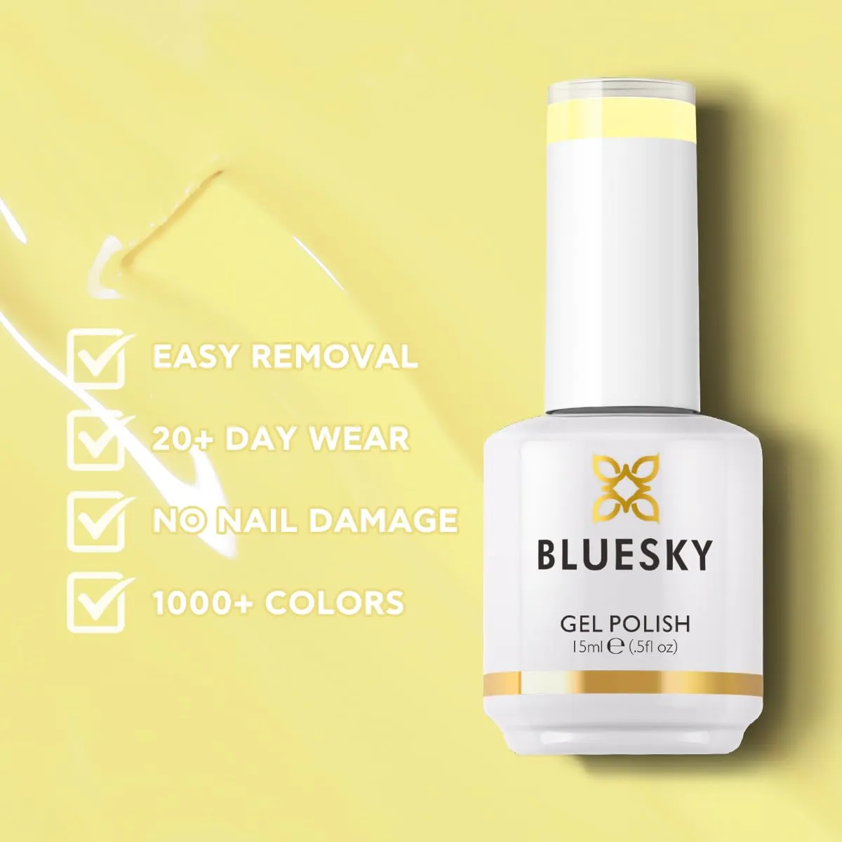 BLUESKY Gel Polish for Nails Color Light Yellow,Salon Single Bottle Gel Soak Off Manicure at Home,Long Lasting &Chip Resistant, Vegan, 15ml DC115P/PERSONALITY