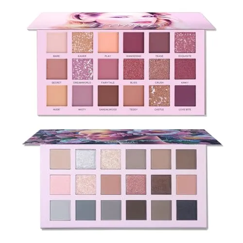 CHARMCODE 2Pcs Florescence   Aromas Eyeshadow Palette Makeup Set, Matte Shimmer Glitter Pressed Pearl All Highly Pigmented Blending Powder, Natural Velvet Texture Eye Shadow Kit