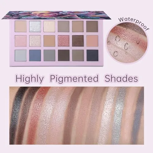 CHARMCODE 2Pcs Florescence   Aromas Eyeshadow Palette Makeup Set, Matte Shimmer Glitter Pressed Pearl All Highly Pigmented Blending Powder, Natural Velvet Texture Eye Shadow Kit