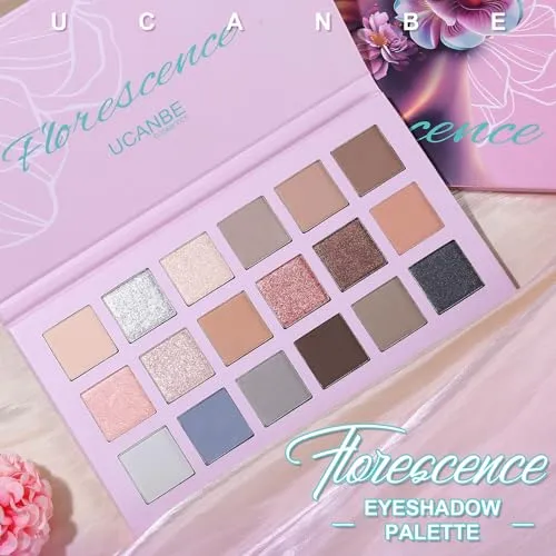 CHARMCODE 2Pcs Florescence   Aromas Eyeshadow Palette Makeup Set, Matte Shimmer Glitter Pressed Pearl All Highly Pigmented Blending Powder, Natural Velvet Texture Eye Shadow Kit