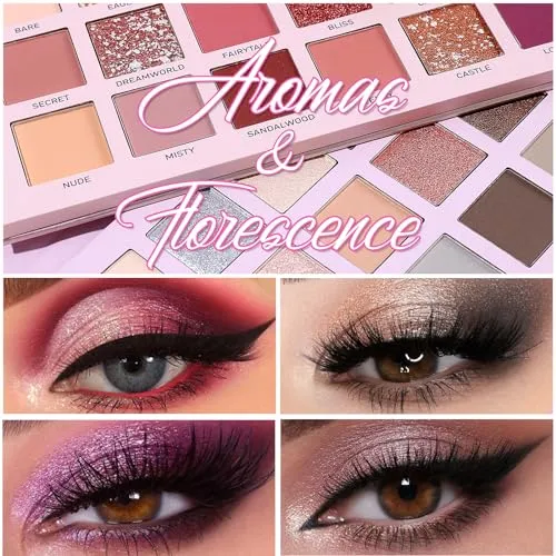 CHARMCODE 2Pcs Florescence   Aromas Eyeshadow Palette Makeup Set, Matte Shimmer Glitter Pressed Pearl All Highly Pigmented Blending Powder, Natural Velvet Texture Eye Shadow Kit