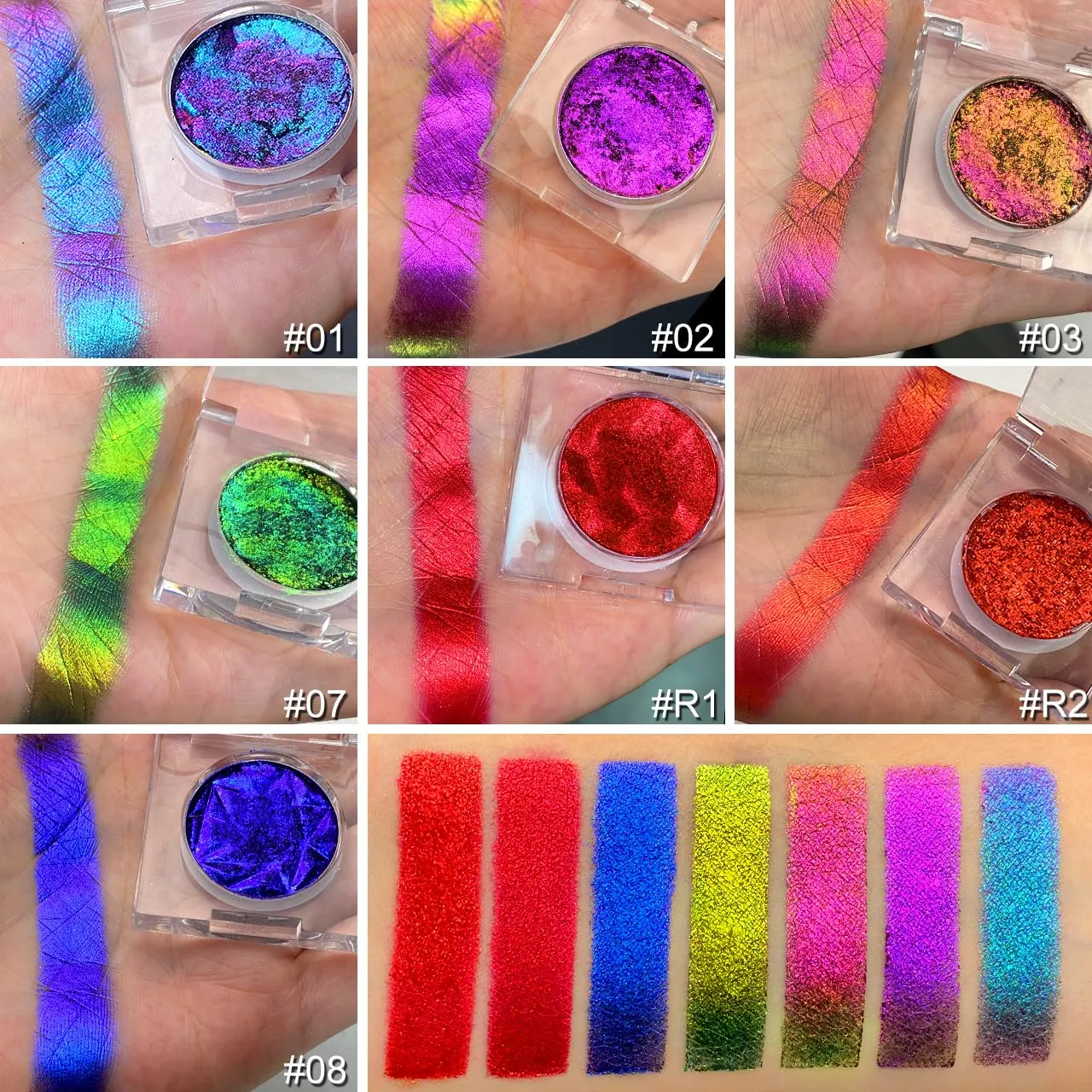 DE?™LANCI Chameleon Red Glitter Eyeshadow Highly Pigmented, Single Metallic Glitter Red Eye Shadow Palette Intense Color Shifting, Chrome True Red Shimmery Glitter Eyes Warm Goth Smoky Makeup