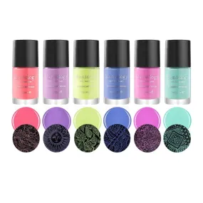 Electro Glo: 6-Piece Electric Pastel Stamping Art Polish Set