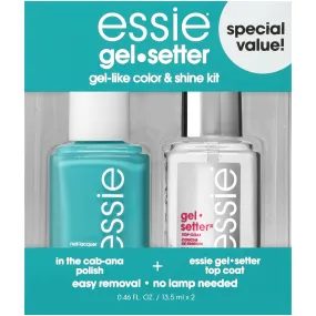 Essie Gel Setter Longwear & Shine Color Kit, In-The-Cabana, Aqua Blue Nail Polish   Top Coat, Gifts For Women And Men, 0.46Oz Each