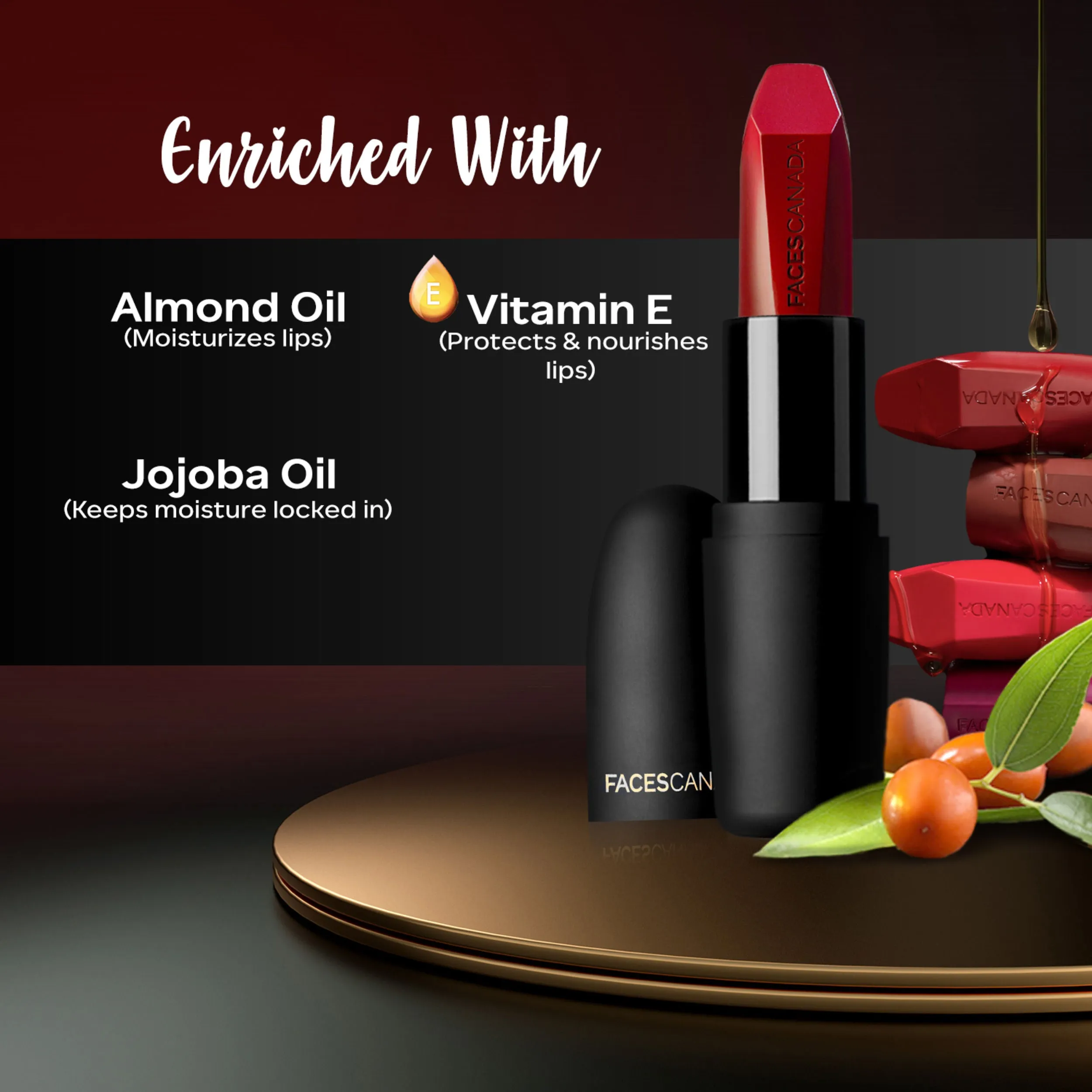 Faces Canada Weightless Matte Lipstick |Jojoba and Almond Oil enriched| Highly pigmented | Smooth One Stroke Weightless Color | Keeps Lips Moisturized | Shade - Jungle Red 4g