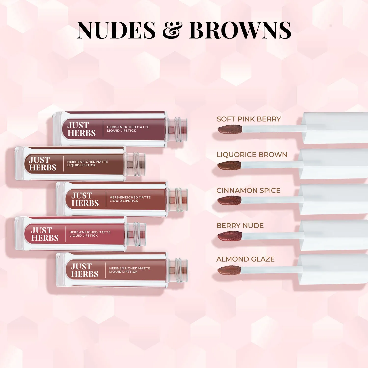 Full-Size Herb Enriched Matte Liquid Lipstick Kit - Set of 5