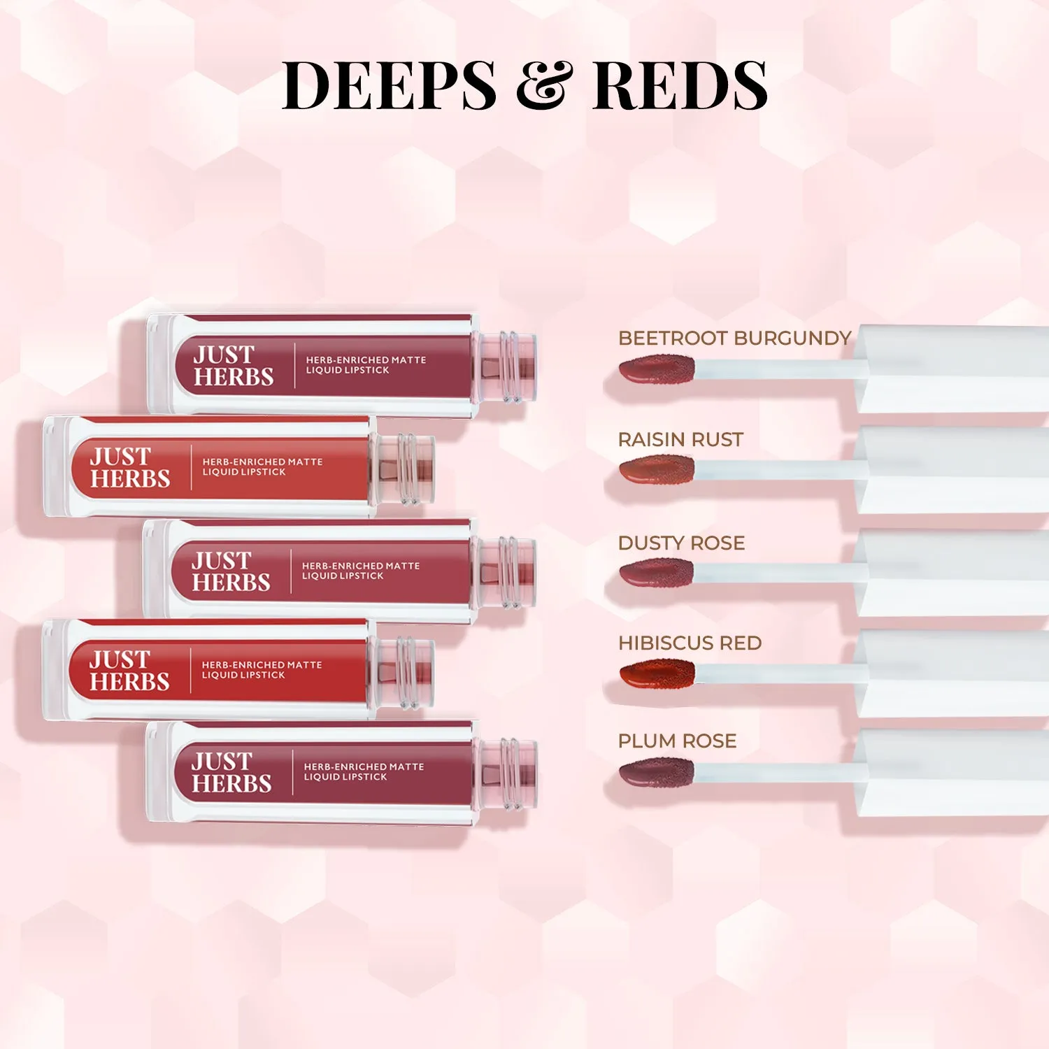 Full-Size Herb Enriched Matte Liquid Lipstick Kit - Set of 5