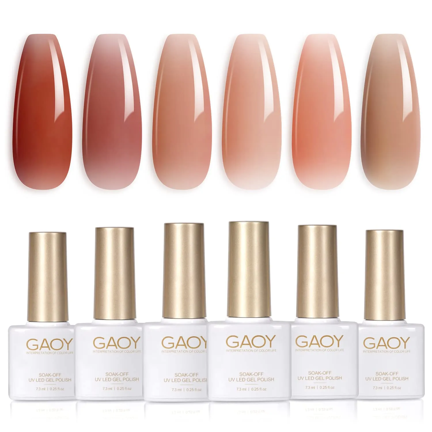 GAOY Icy Jelly Gel Nail Polish Set of 6 Colors Including Red Pink Nude Gel Polish Kit UV LED Soak Off Nail Polish Home DIY Manicure Nail Salon Varnish