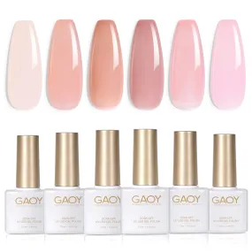 GAOY Icy Jelly Gel Nail Polish Set of 6 Colors Including Red Pink Nude Gel Polish Kit UV LED Soak Off Nail Polish Home DIY Manicure Nail Salon Varnish