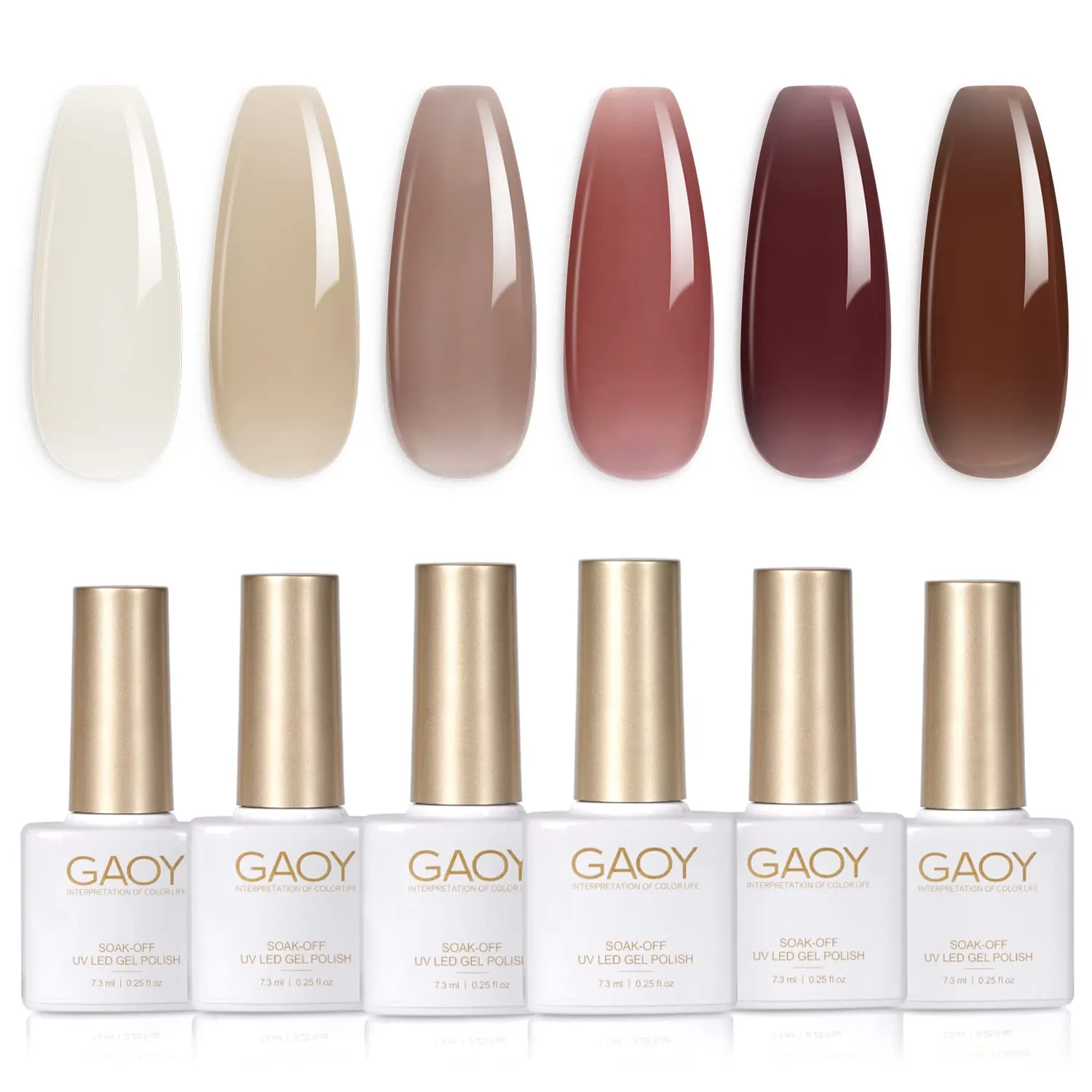 GAOY Icy Jelly Gel Nail Polish Set of 6 Colors Including Red Pink Nude Gel Polish Kit UV LED Soak Off Nail Polish Home DIY Manicure Nail Salon Varnish