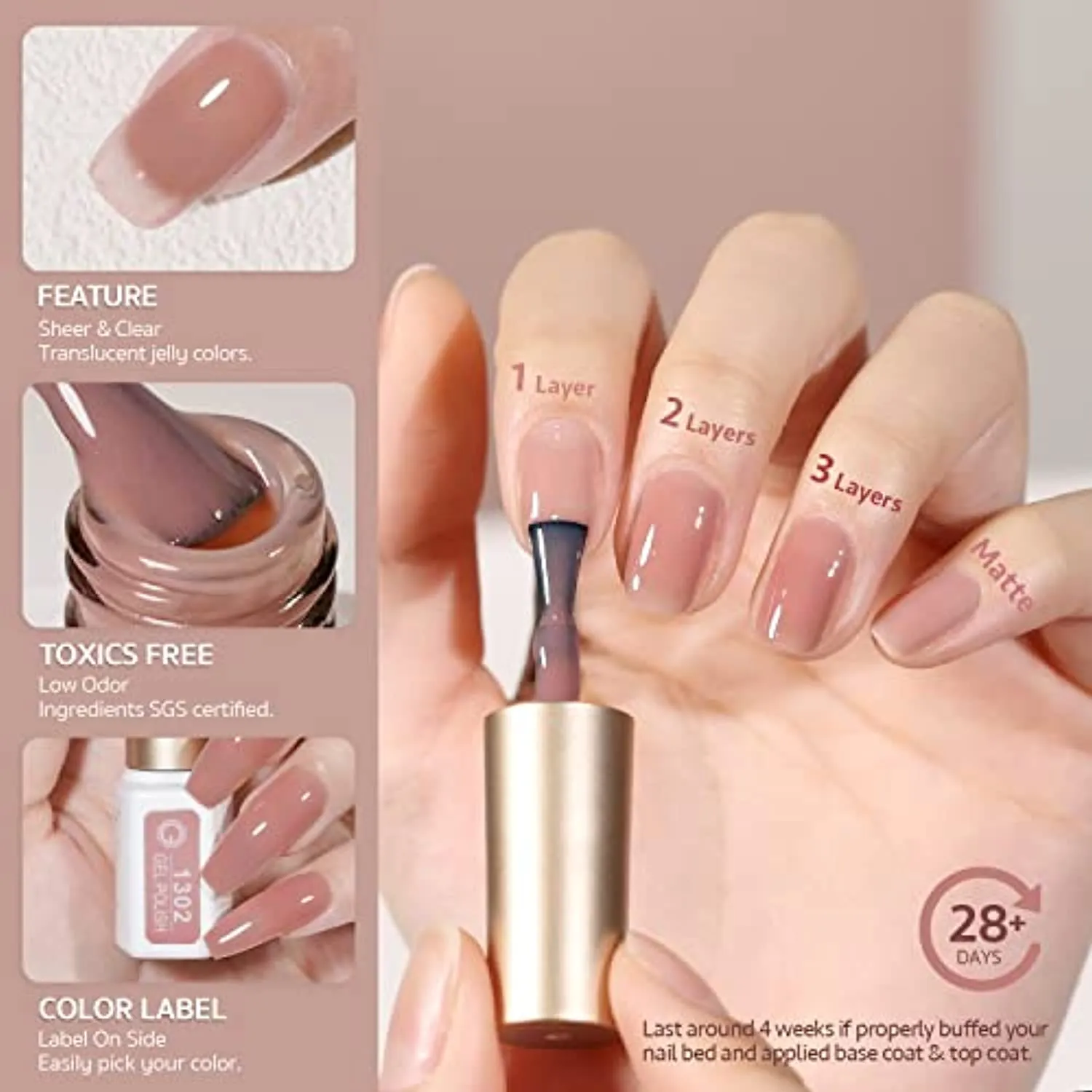 GAOY Icy Jelly Gel Nail Polish Set of 6 Colors Including Red Pink Nude Gel Polish Kit UV LED Soak Off Nail Polish Home DIY Manicure Nail Salon Varnish