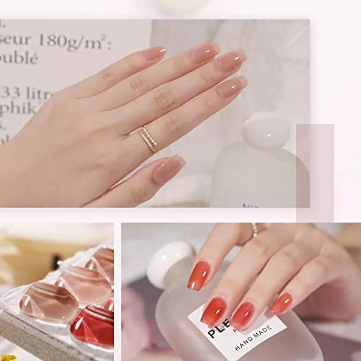 GAOY Icy Jelly Gel Nail Polish Set of 6 Colors Including Red Pink Nude Gel Polish Kit UV LED Soak Off Nail Polish Home DIY Manicure Nail Salon Varnish