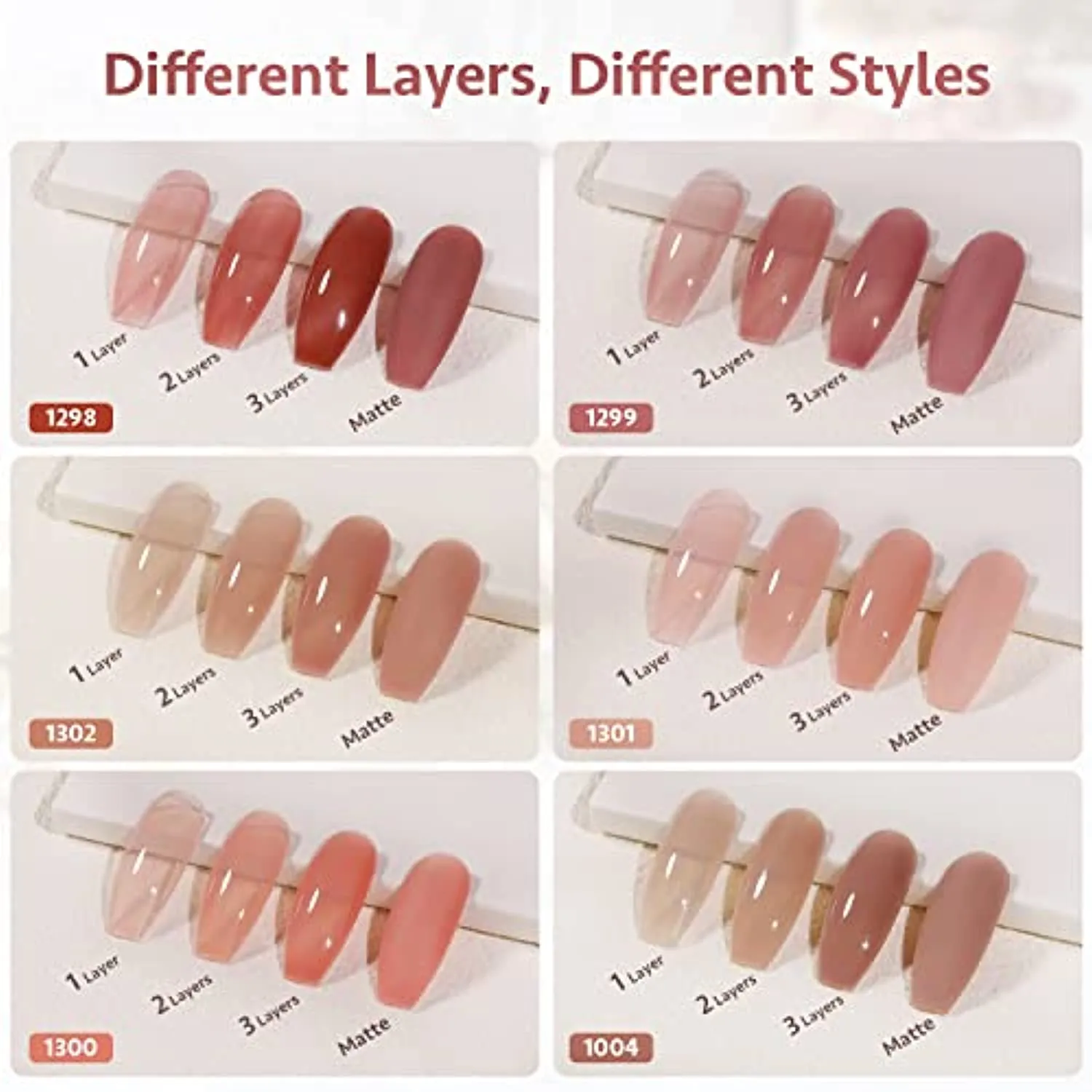 GAOY Icy Jelly Gel Nail Polish Set of 6 Colors Including Red Pink Nude Gel Polish Kit UV LED Soak Off Nail Polish Home DIY Manicure Nail Salon Varnish