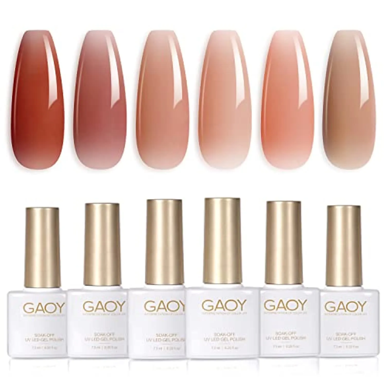 GAOY Icy Jelly Gel Nail Polish Set of 6 Colors Including Red Pink Nude Gel Polish Kit UV LED Soak Off Nail Polish Home DIY Manicure Nail Salon Varnish