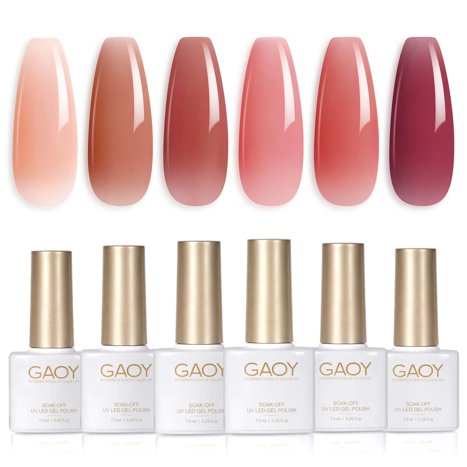 GAOY Icy Jelly Gel Nail Polish Set of 6 Colors Including Red Pink Nude Gel Polish Kit UV LED Soak Off Nail Polish Home DIY Manicure Nail Salon Varnish