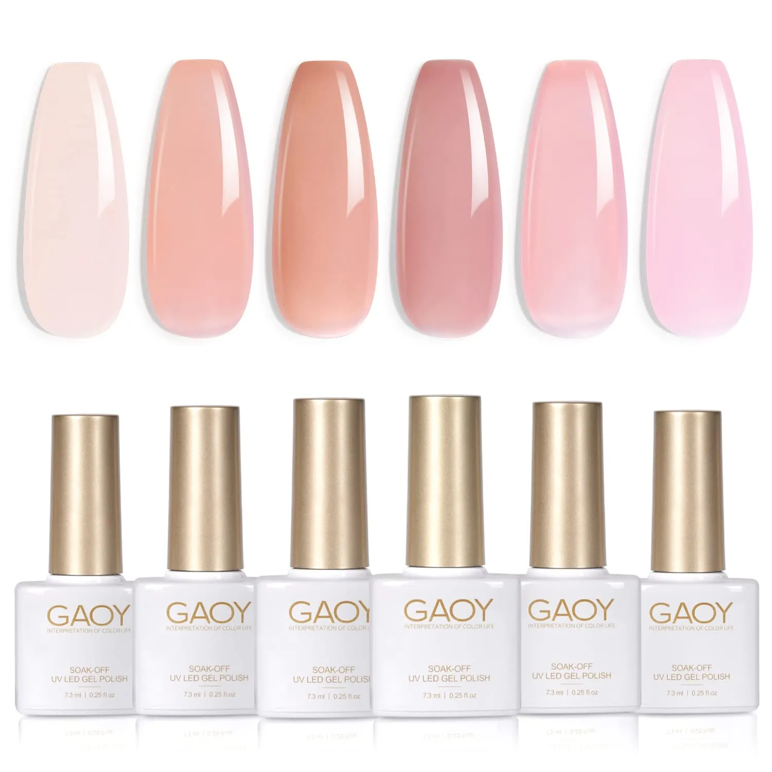 GAOY Icy Jelly Gel Nail Polish Set of 6 Colors Including Red Pink Nude Gel Polish Kit UV LED Soak Off Nail Polish Home DIY Manicure Nail Salon Varnish