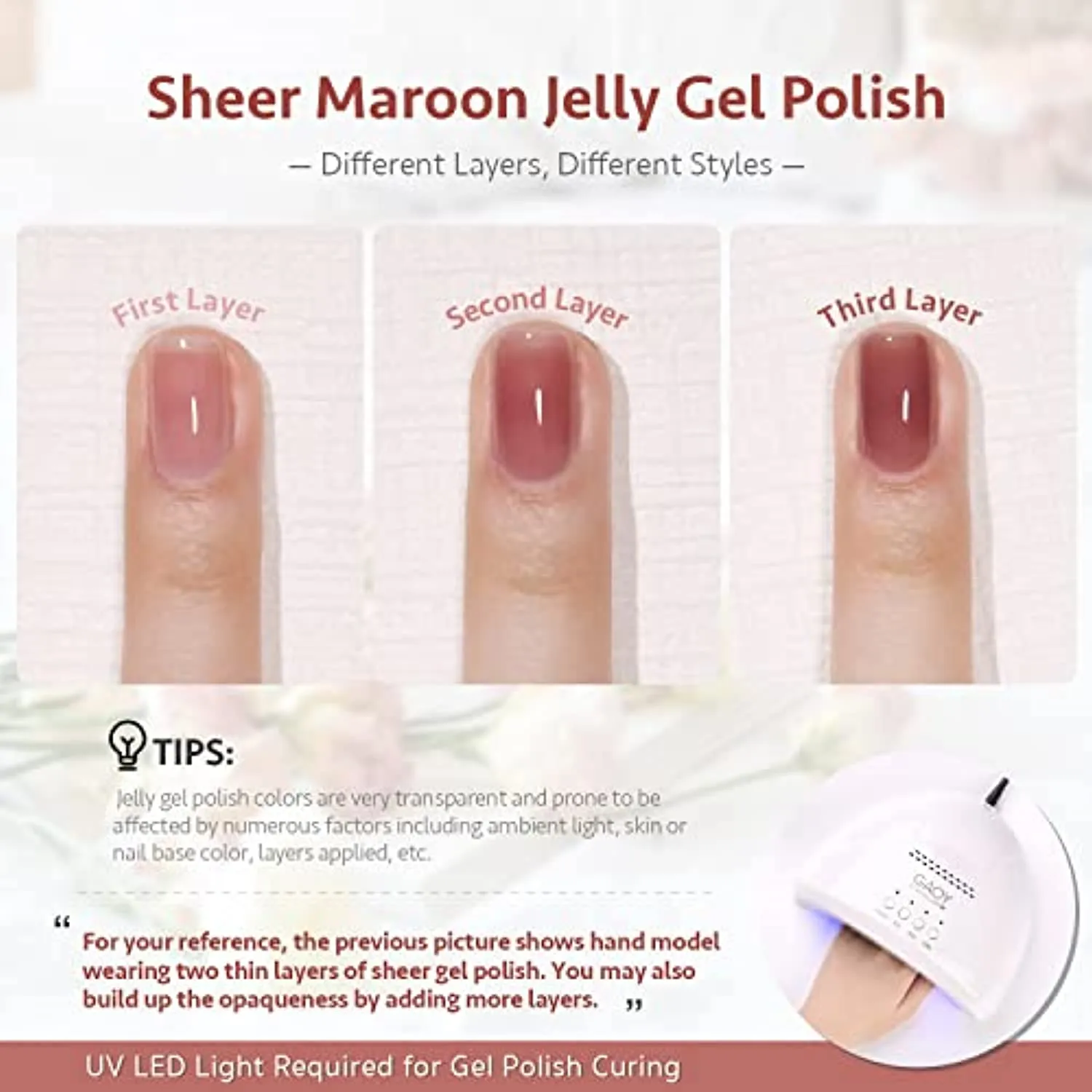 GAOY Icy Jelly Gel Nail Polish Set of 6 Colors Including Red Pink Nude Gel Polish Kit UV LED Soak Off Nail Polish Home DIY Manicure Nail Salon Varnish
