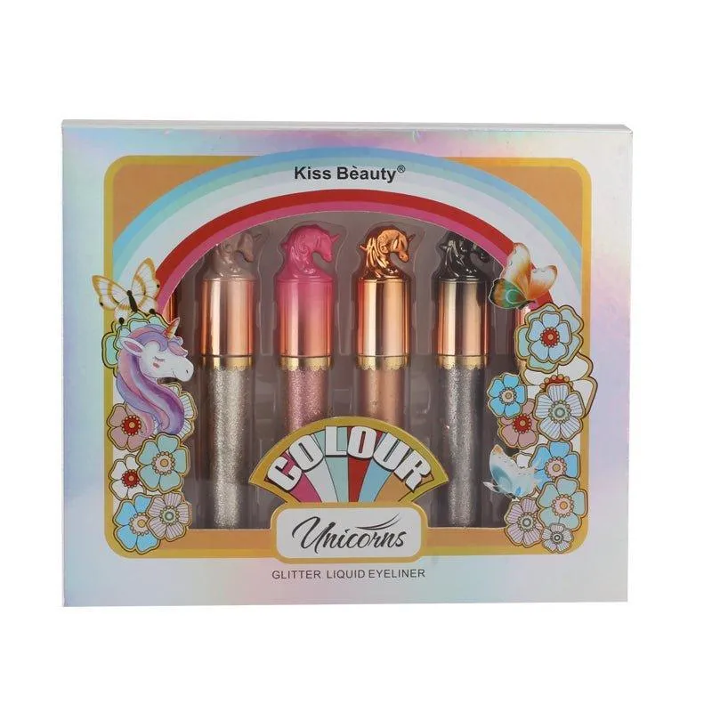 Kiss Beauty Color Unicorns Glitter Liquid Eyeliner Waterproof Magnetic Eyeliner - 6 pcs