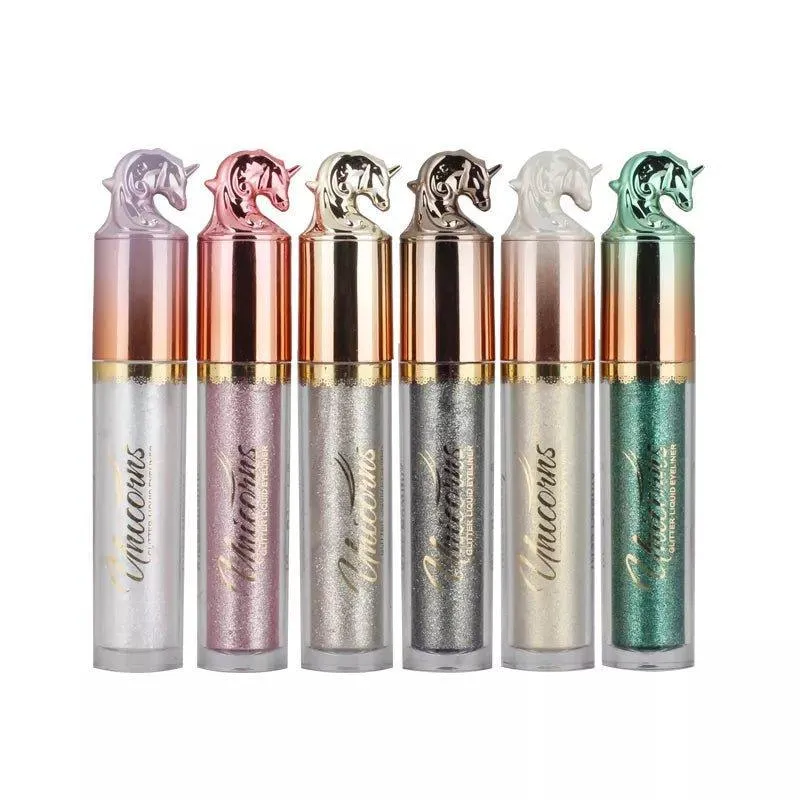 Kiss Beauty Color Unicorns Glitter Liquid Eyeliner Waterproof Magnetic Eyeliner - 6 pcs