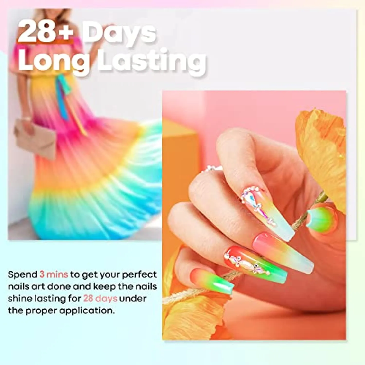Modelones Gel Nail Polish Set, 36 Pastel Spring Summer Rainbow Colors 7ML Soft Pink Red Green Neon Gel Polish Glitter Soak Off LED Gel Nail Polish Kit Nail Art for Starter DIY Holiday Gift