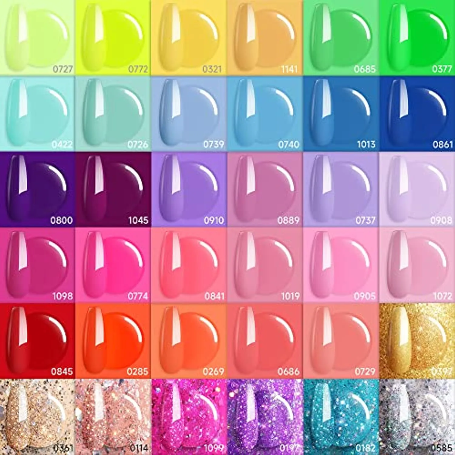 Modelones Gel Nail Polish Set, 36 Pastel Spring Summer Rainbow Colors 7ML Soft Pink Red Green Neon Gel Polish Glitter Soak Off LED Gel Nail Polish Kit Nail Art for Starter DIY Holiday Gift