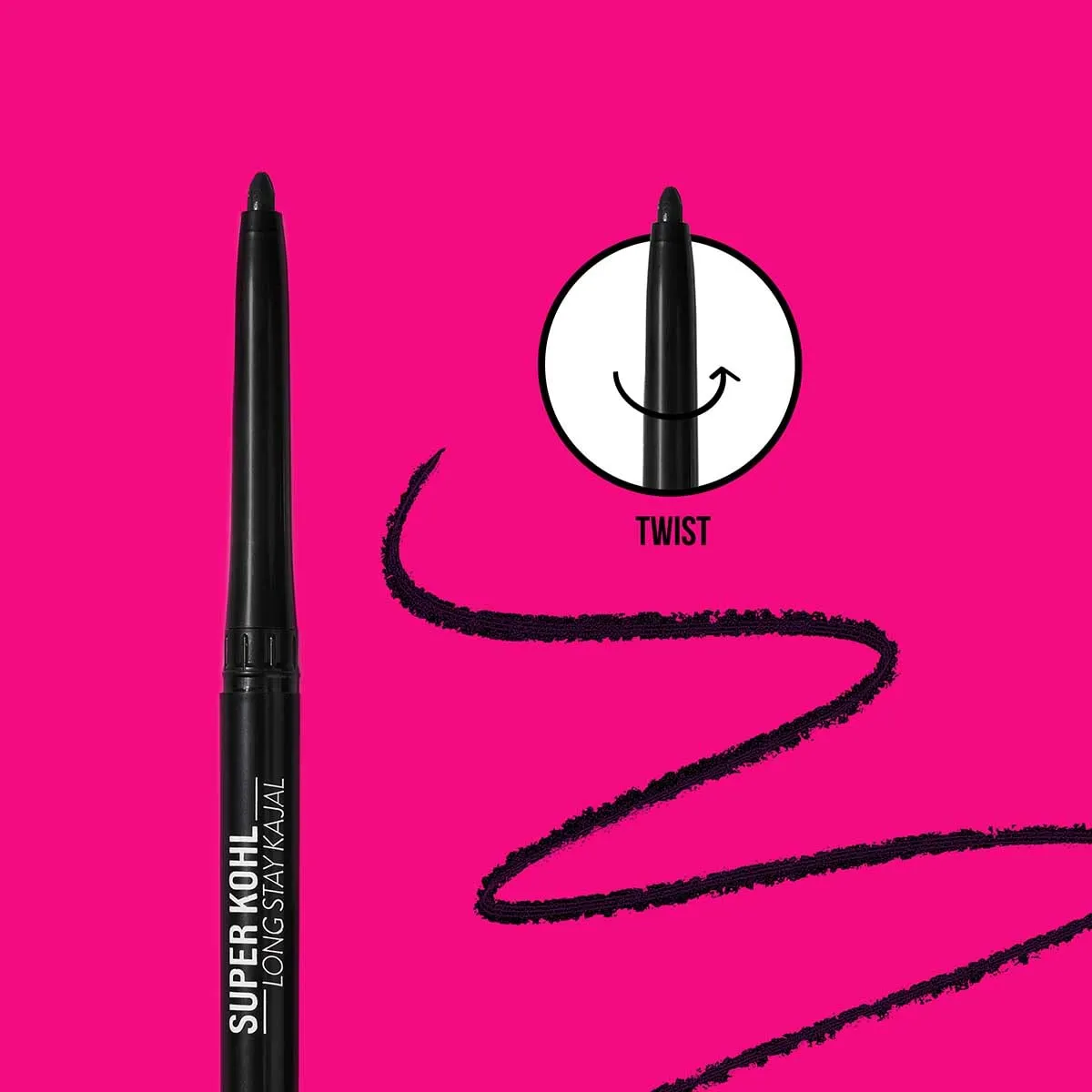 MyGlamm Super Kohl Long Stay Kajal Matte Finish - Black (0.3gm)