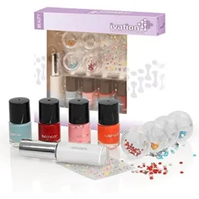 Nail Art Set - 4 Polishers 4 Nail Gems Nail Art Pen & Nail Stickers