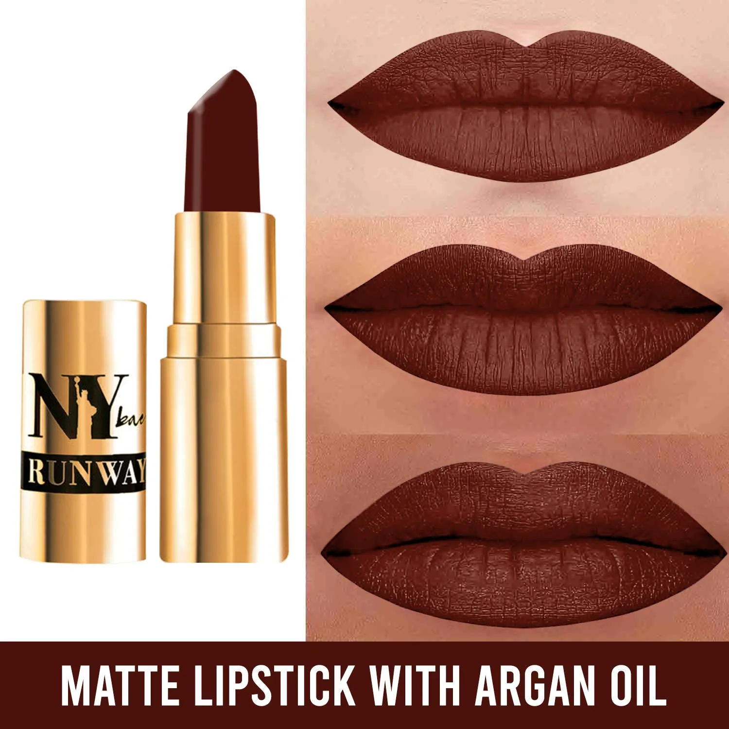 NY Bae Argan Oil Infused Matte Lipstick Runway Range Maroon - Glitterati 7 (4.5 g)