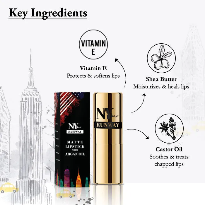 NY Bae Argan Oil Infused Matte Mini Lipstick, Runway Range, Red - Designer Spotlight 2 (1.2 g)