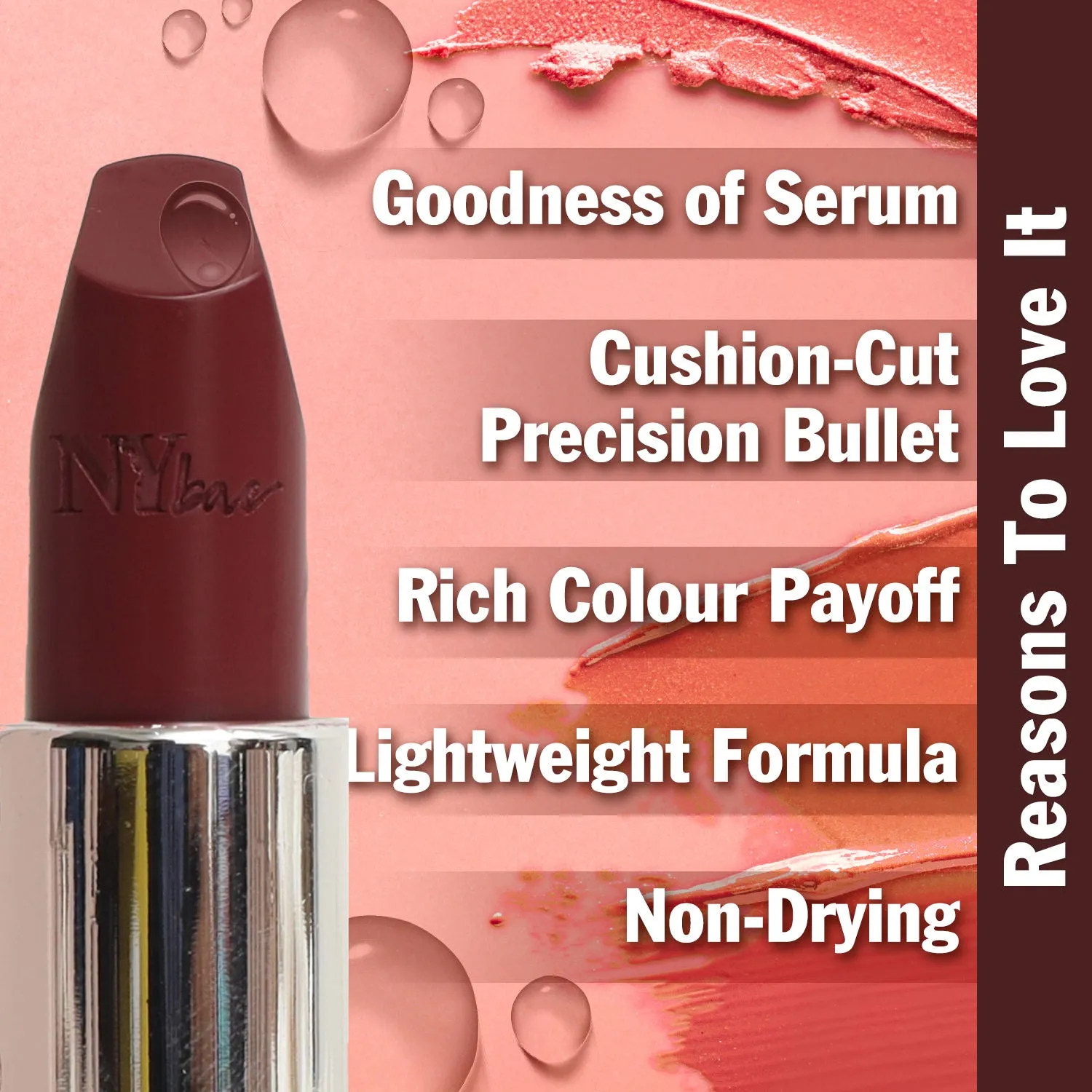 NY Bae Runway Serum Lipstick - Burgundy Dew 18 (4.8 g) | Burgundy | Highly Pigmented | Vitamin E & Fruit Oils | Lightweight | Non-Drying
