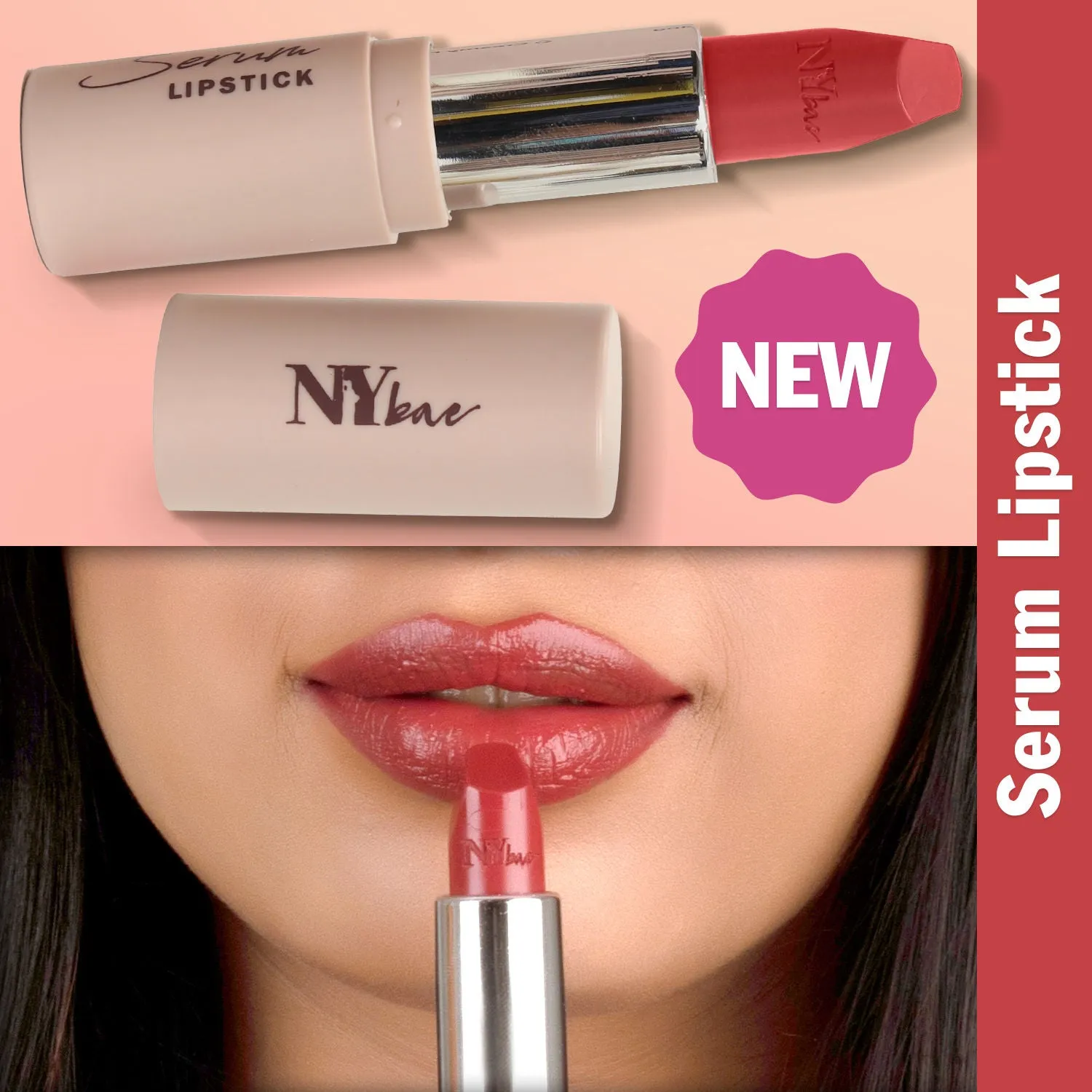 NY Bae Runway Serum Lipstick - Ruby Rapids 01 (4.8 g) | Red | Highly Pigmented | Vitamin E & Fruit Oils | Lightweight | Non-Drying