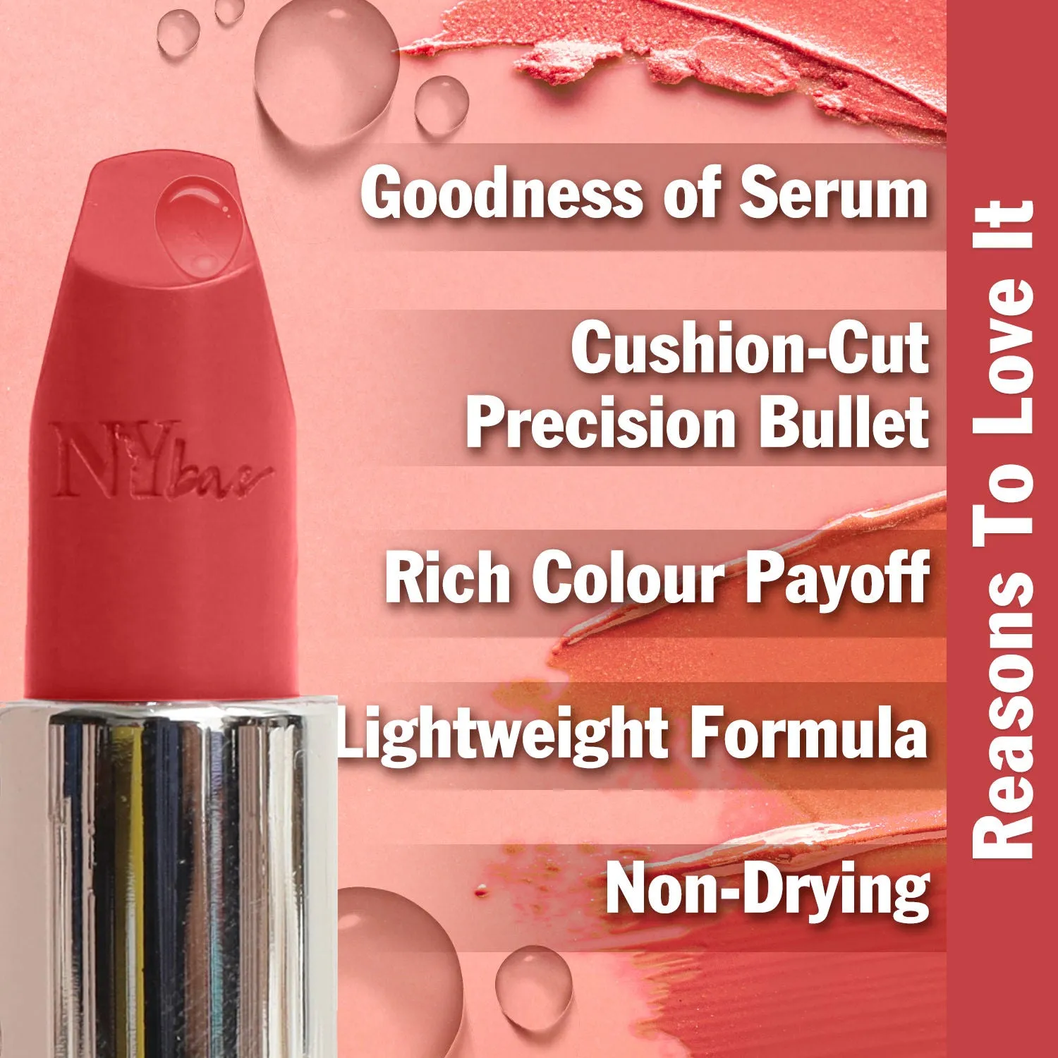 NY Bae Runway Serum Lipstick - Ruby Rapids 01 (4.8 g) | Red | Highly Pigmented | Vitamin E & Fruit Oils | Lightweight | Non-Drying