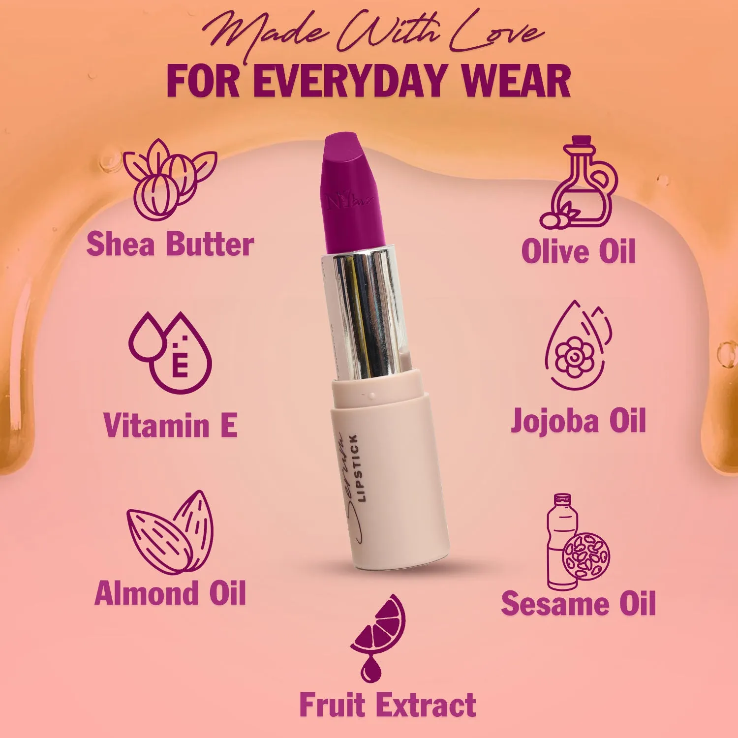 NY Bae Runway Serum Lipstick - Violet Waters 15 (4.8 g) | Purple | Highly Pigmented | Vitamin E & Fruit Oils | Lightweight | Non-Drying