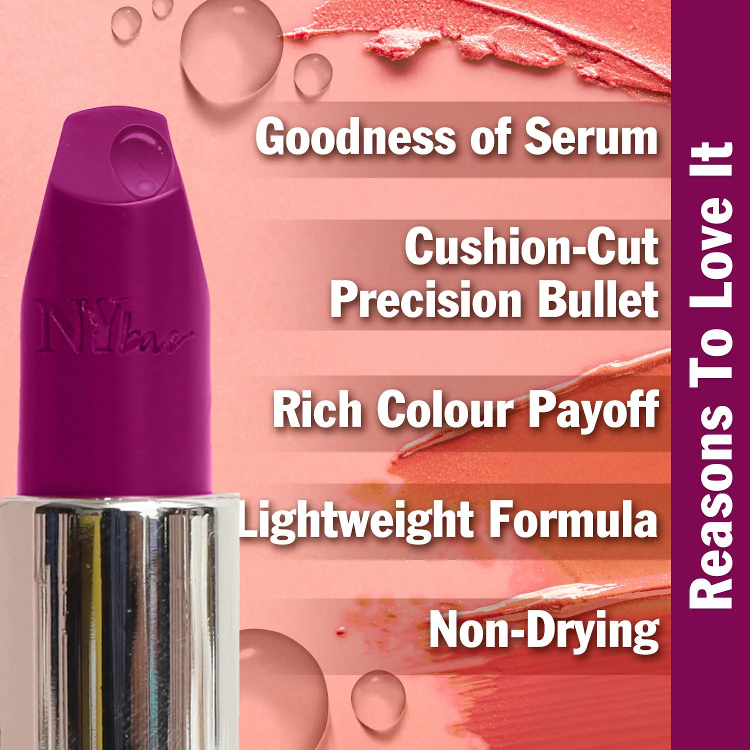 NY Bae Runway Serum Lipstick - Violet Waters 15 (4.8 g) | Purple | Highly Pigmented | Vitamin E & Fruit Oils | Lightweight | Non-Drying