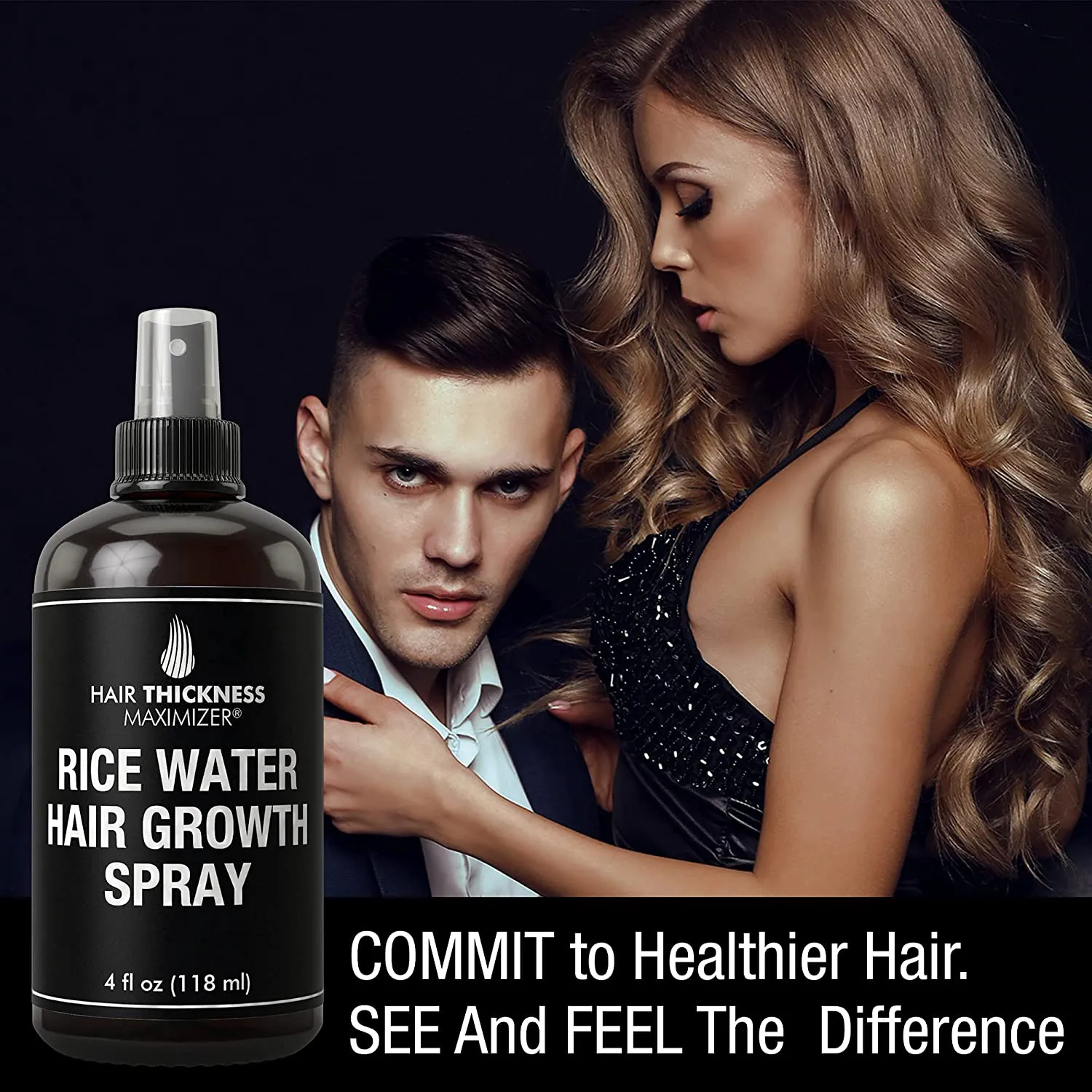 Rice Water Hair Growth Spray. Vegan Hair Thickening Moisturizing, Hydrating Volumizer Sprays for Men, Women with Vitamin B, C, Aloe Vera. Leave in Fermented Mist for Dry, Frizzy, Weak Hair. Unscented