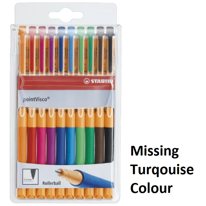 Stabilo Point Visco Rollerball Pen Assorted Colours Fine 0.5mm 9 Pack